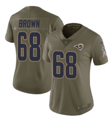 Women's Nike Los Angeles Rams #68 Jamon Brown Limited Olive 2017 Salute to Service NFL Jersey