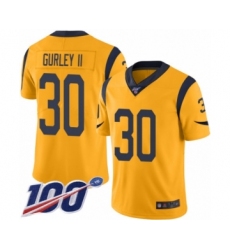 Men's Los Angeles Rams #30 Todd Gurley Limited Gold Rush Vapor Untouchable 100th Season Football Jersey