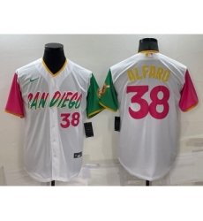 Men's San Diego Padres #38 Jorge Alfaro White Number 2022 City Connect Cool Base Stitched Jersey