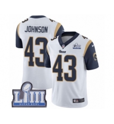 Youth Nike Los Angeles Rams #43 John Johnson White Vapor Untouchable Limited Player Super Bowl LIII Bound NFL Jersey