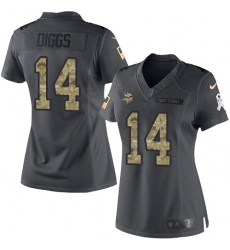 Women's Nike Minnesota Vikings #14 Stefon Diggs Limited Black 2016 Salute to Service NFL Jersey