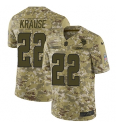 Men's Nike Minnesota Vikings #22 Paul Krause Limited Camo 2018 Salute to Service NFL Jersey