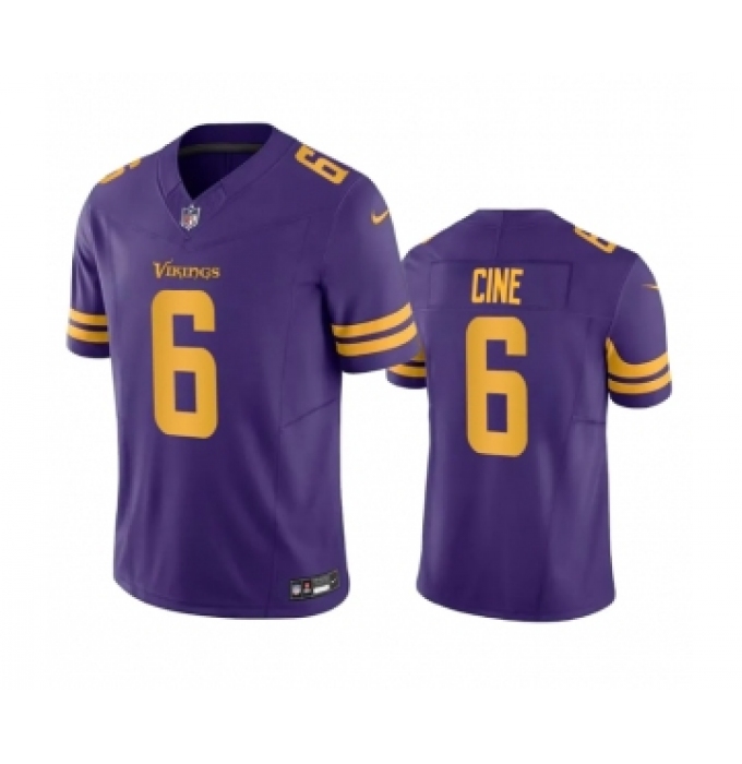 Men's Minnesota Vikings #6 Lewis Cine Purple 2023 F.U.S.E. Color Rush Stitched Jersey