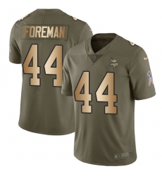Youth Nike Minnesota Vikings #44 Chuck Foreman Limited Olive/Gold 2017 Salute to Service NFL Jersey