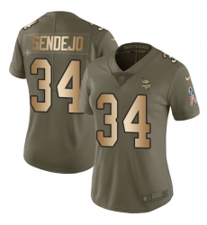 Women's Nike Minnesota Vikings #34 Andrew Sendejo Limited Olive/Gold 2017 Salute to Service NFL Jersey