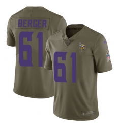 Youth Nike Minnesota Vikings #61 Joe Berger Limited Olive 2017 Salute to Service NFL Jersey