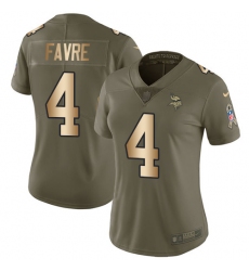 Women's Nike Minnesota Vikings #4 Brett Favre Limited Olive/Gold 2017 Salute to Service NFL Jersey
