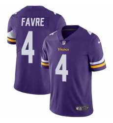 Youth Nike Minnesota Vikings #4 Brett Favre Purple Team Color Vapor Untouchable Limited Player NFL Jersey