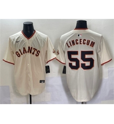 Men's San Francisco Giants #55 Tim Lincecum Cream 2024 Home Limited Stitched Baseball Jersey