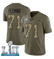 Youth Nike New England Patriots #71 Cameron Fleming Limited Olive/Camo 2017 Salute to Service Super Bowl LII NFL Jersey