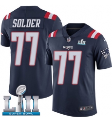 Youth Nike New England Patriots #77 Nate Solder Limited Navy Blue Rush Vapor Untouchable Super Bowl LII NFL Jersey