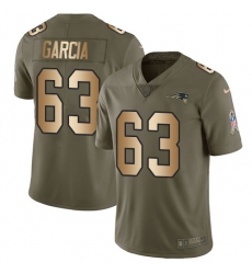 Youth Nike New England Patriots #63 Antonio Garcia Limited Olive/Gold 2017 Salute to Service NFL Jersey