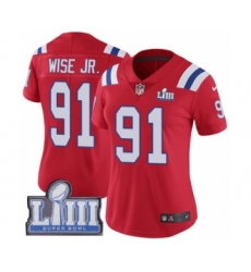 Women's Nike New England Patriots #91 Deatrich Wise Jr Red Alternate Vapor Untouchable Limited Player Super Bowl LIII Bound NFL Jersey