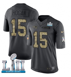 Men's Nike New England Patriots #15 Chris Hogan Limited Black 2016 Salute to Service Super Bowl LII NFL Jersey