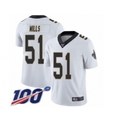 Men's New Orleans Saints #51 Sam Mills White Vapor Untouchable Limited Player 100th Season Football Jersey