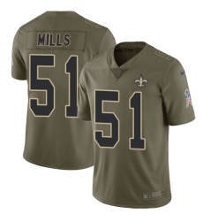 Men's Nike New Orleans Saints #51 Sam Mills Limited Olive 2017 Salute to Service NFL Jersey