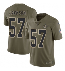 Men's Nike New Orleans Saints #57 Rickey Jackson Limited Olive 2017 Salute to Service NFL Jersey