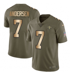 Youth Nike New Orleans Saints #7 Morten Andersen Limited Olive/Gold 2017 Salute to Service NFL Jersey