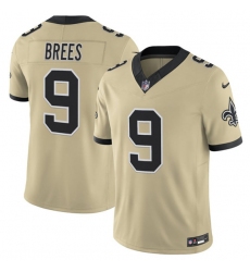 Men's New Orleans Saints #9 Drew Brees Gold 2025 F.U.S.E. Alternate Vapor Limited Football Stitched Jersey