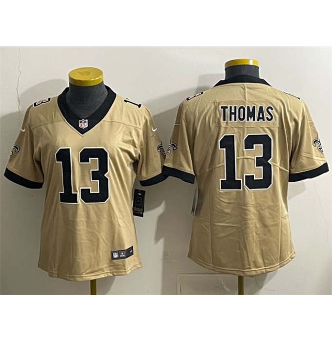 Women's New Orleans Saints #13 Michael Thomas Gold Alternate Vapor Limited Football Stitched Jersey(Run Small)