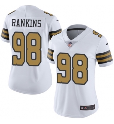 Women's Nike New Orleans Saints #98 Sheldon Rankins Limited White Rush Vapor Untouchable NFL Jersey