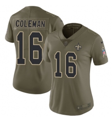 Women's Nike New Orleans Saints #16 Brandon Coleman Limited Olive 2017 Salute to Service NFL Jersey