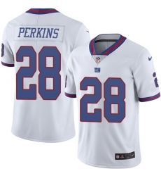 Men's Nike New York Giants #28 Paul Perkins Limited White Rush Vapor Untouchable NFL Jersey