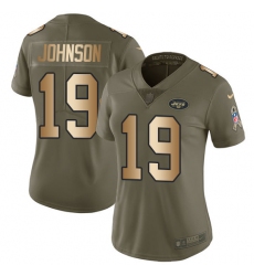 Women's Nike New York Jets #19 Keyshawn Johnson Limited Olive/Gold 2017 Salute to Service NFL Jersey
