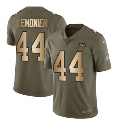 Men's Nike New York Jets #44 Corey Lemonier Limited Olive/Gold 2017 Salute to Service NFL Jersey
