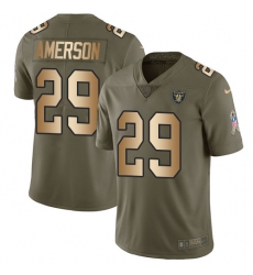 Men's Nike Oakland Raiders #29 David Amerson Limited Olive/Gold 2017 Salute to Service NFL Jersey