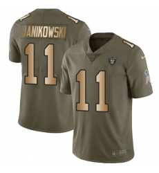 Youth Nike Oakland Raiders #11 Sebastian Janikowski Limited Olive/Gold 2017 Salute to Service NFL Jersey