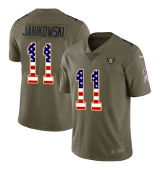 Youth Nike Oakland Raiders #11 Sebastian Janikowski Limited Olive/USA Flag 2017 Salute to Service NFL Jersey