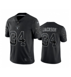 Men's Las Vegas Raiders #34 Bo Jackson Black Reflective Limited Stitched Football Jersey