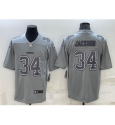Men's Las Vegas Raiders #34 Bo Jackson Grey Atmosphere Fashion 2022 Vapor Untouchable Stitched Limited Jersey