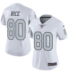 Women's Nike Oakland Raiders #80 Jerry Rice Limited White Rush Vapor Untouchable NFL Jersey