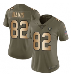 Women's Nike Oakland Raiders #82 Al Davis Limited Olive/Gold 2017 Salute to Service NFL Jersey