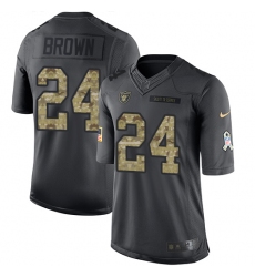 Youth Nike Oakland Raiders #24 Willie Brown Limited Black 2016 Salute to Service NFL Jersey