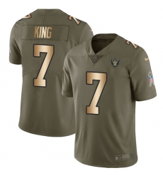 Youth Nike Oakland Raiders #7 Marquette King Limited Olive/Gold 2017 Salute to Service NFL Jersey