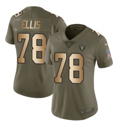 Women's Nike Oakland Raiders #78 Justin Ellis Limited Olive/Gold 2017 Salute to Service NFL Jersey