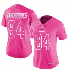 Women's Nike Oakland Raiders #94 Eddie Vanderdoes Limited Pink Rush Fashion NFL Jersey