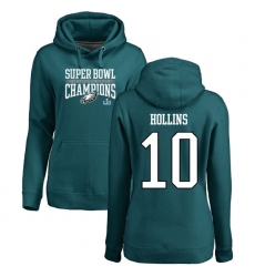 Women's Nike Philadelphia Eagles #10 Mack Hollins Green Super Bowl LII Champions Pullover Hoodie