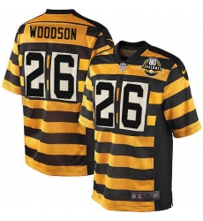 Men's Nike Pittsburgh Steelers #26 Rod Woodson Limited Yellow/Black Alternate 80TH Anniversary Throwback NFL Jersey