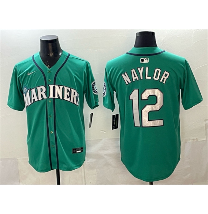 Men's Seattle Mariners #12 Josh Naylor Aqua Limited Stitched jersey