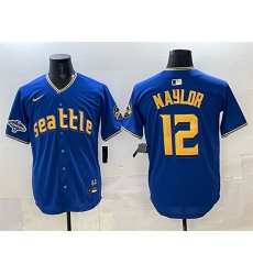 Men's Seattle Mariners #12 Josh Naylor Royal With 2025 AL West Division Champions Limited Stitched jersey