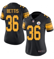 Women's Nike Pittsburgh Steelers #36 Jerome Bettis Limited Black Rush Vapor Untouchable NFL Jersey
