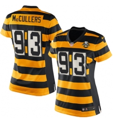 Women's Nike Pittsburgh Steelers #93 Dan McCullers Limited Yellow/Black Alternate 80TH Anniversary Throwback NFL Jersey