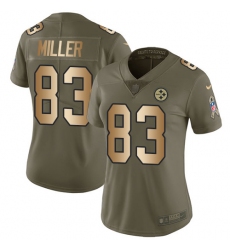 Women's Nike Pittsburgh Steelers #83 Heath Miller Limited Olive/Gold 2017 Salute to Service NFL Jersey