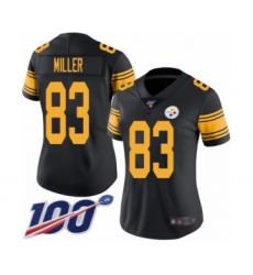 Women's Pittsburgh Steelers #83 Heath Miller Limited Black Rush Vapor Untouchable 100th Season Football Jersey