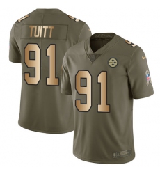 Men's Nike Pittsburgh Steelers #91 Stephon Tuitt Limited Olive/Gold 2017 Salute to Service NFL Jersey