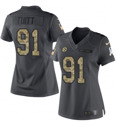 Women's Nike Pittsburgh Steelers #91 Stephon Tuitt Limited Black 2016 Salute to Service NFL Jersey